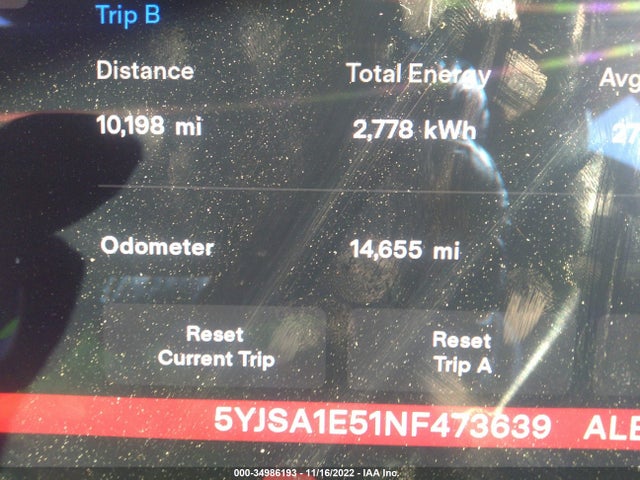 2022 Tesla Model S, VIN: 5YJSA1E51NF473639