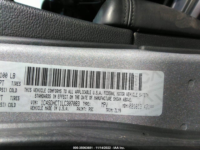 2020 Dodge Durango, VIN: 1C4SDHCT1LC307083