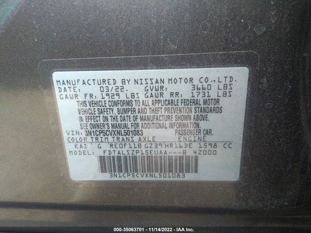 2022 Nissan Kicks, VIN: 3N1CP5CVXNL501083