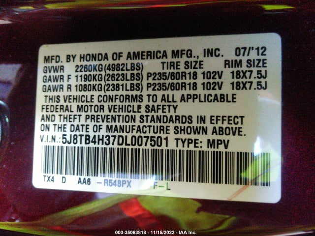 Acura RDX 2013 5J8TB4H37DL007501 Image 11