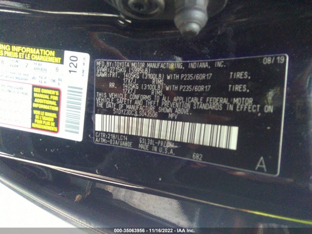 2020 TOYOTA SIENNA XLE AUTO ACCESS VIN: 5TDYZ3DC3LS043506