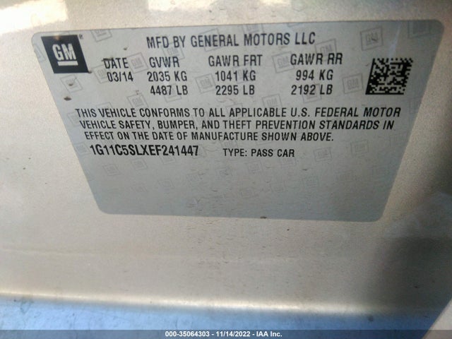 Chevrolet MALIBU LT 2014 1G11C5SLXEF241447 Image 10
