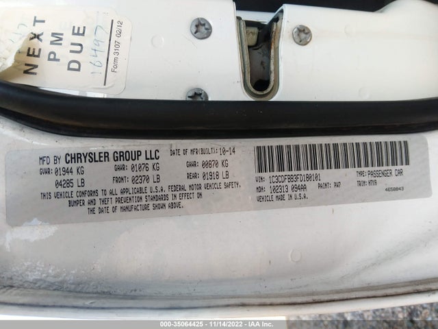 Dodge DART SXT 2015 1C3CDFBB3FD180101 Image 9