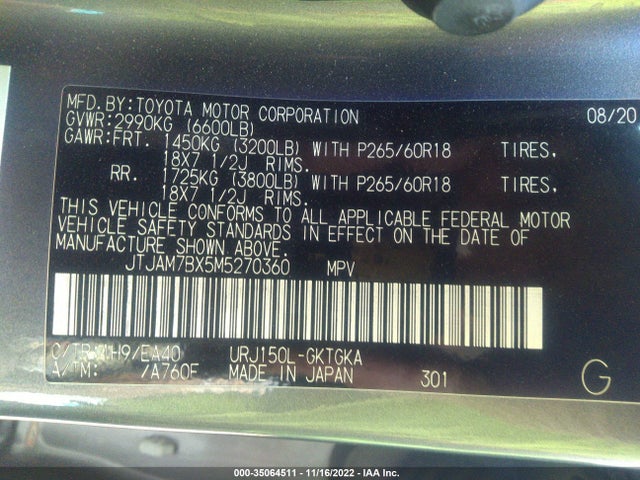 2021 Lexus GX, VIN: JTJAM7BX5M5270360