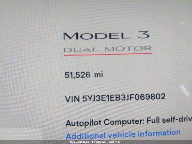 Tesla Model 3 Long Range 2018 5YJ3E1EB3JF069802 Image 8