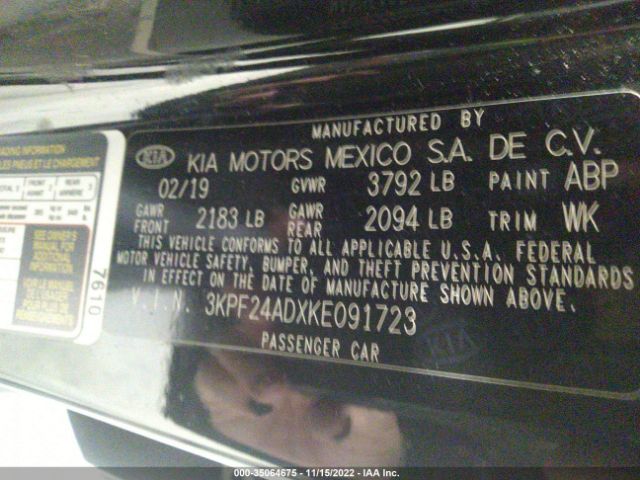 3KPF24ADXKE091723 KIA Forte Lxs
