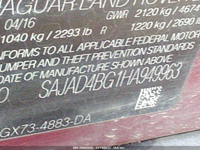 SAJAD4BG1HA949963 Jaguar XE