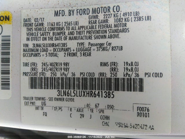 Lincoln Mkz Hybrid Select 2017 3LN6L5LUXHR641385 Image 10