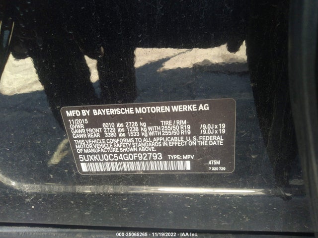 2016 BMW X6, VIN: 5UXKU0C54G0F92793