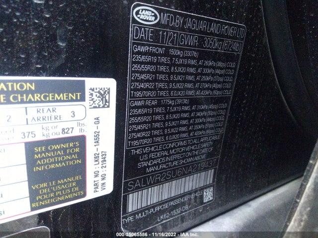 2022 Land Rover Range Rover Sport, VIN: SALWR2SU6NA219437