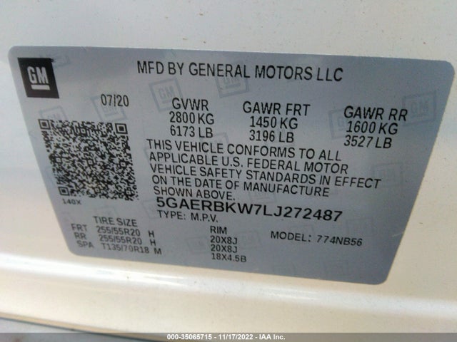 2020 Buick Enclave, VIN: 5GAERBKW7LJ272487