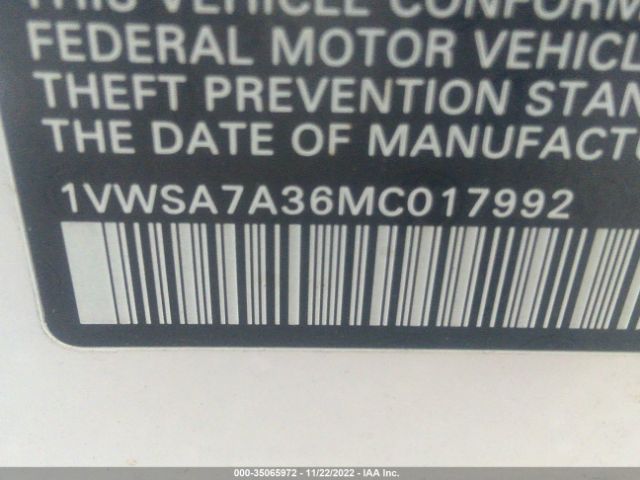 1VWSA7A36MC017992 Volkswagen Passat 2.0t Se