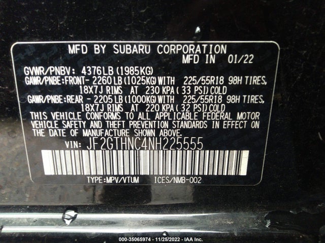2022 Subaru Crosstrek, VIN: JF2GTHNC4NH225555