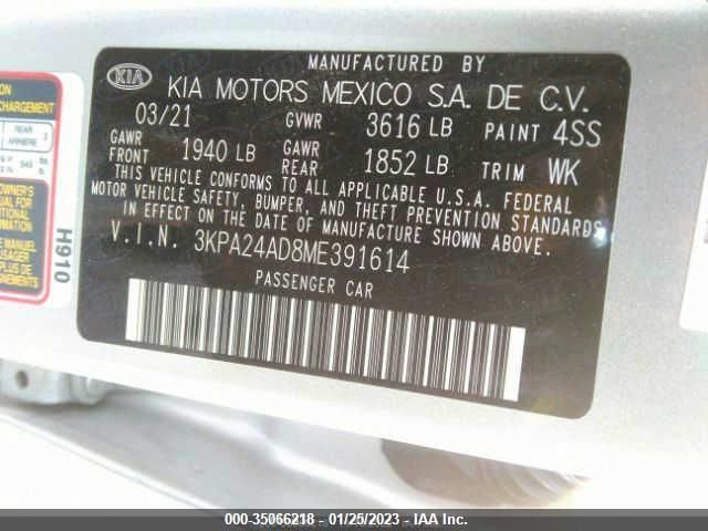 3KPA24AD8ME391614 KIA RIO S