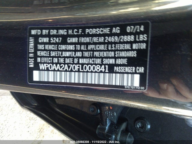 2015 Porsche Panamera, VIN: WP0AA2A70FL000841