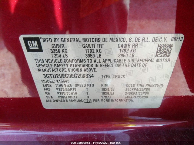 GMC Sierra 1500 Slt 2014 3GTU2VEC0EG209334 Image 9