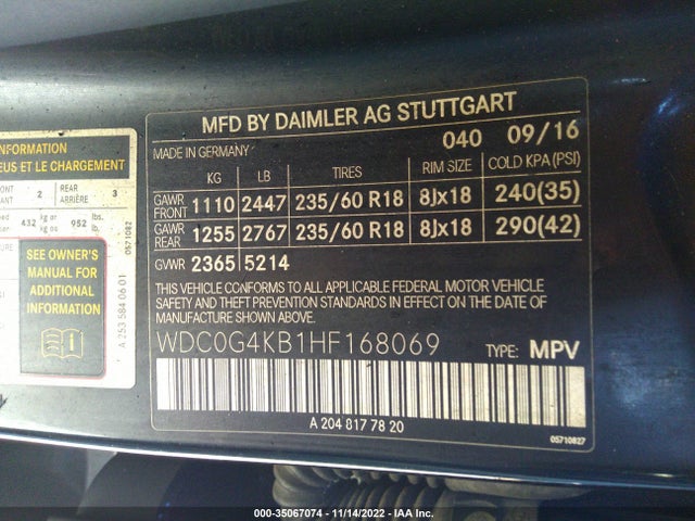 Mercedes-Benz GLC 2017 WDC0G4KB1HF168069 Image 9