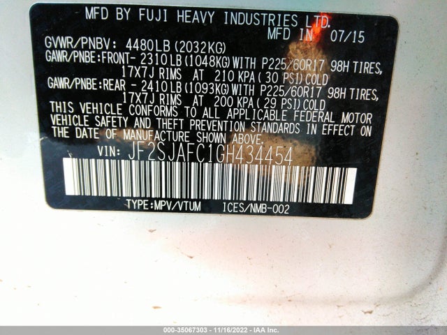 Subaru Forester 2.5i Premium 2016 JF2SJAFC1GH434454 Image 10