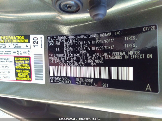 2020 Toyota Sienna, VIN: 5TDYZ3DC9LS077370