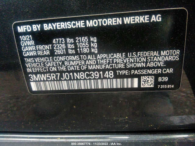 BMW 3 Series 330i Xdrive 2022 аукцион фото
