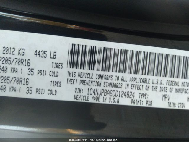 1C4NJPBA6DD124824 Jeep Patriot Sport