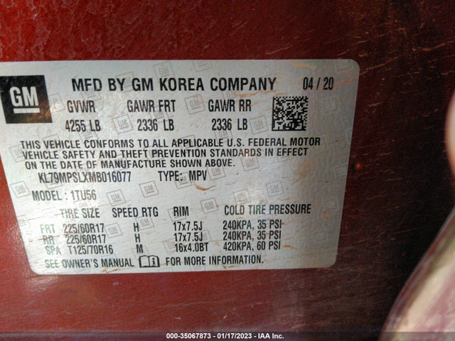 Chevrolet Trailblazer Lt 2021 KL79MPSLXMB016077 Image 9