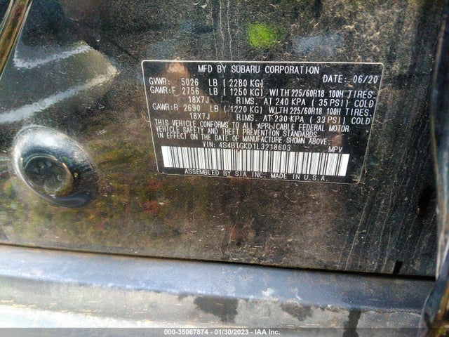 2020 Subaru Outback, VIN: 4S4BTGKD1L3218603