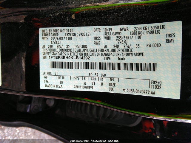 2019 Ford Ranger, VIN: 1FTER4EH0KLB14292