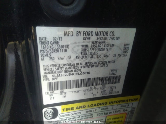 Lincoln Navigator 2012 5LMJJ2J54CEL05010 Image 10