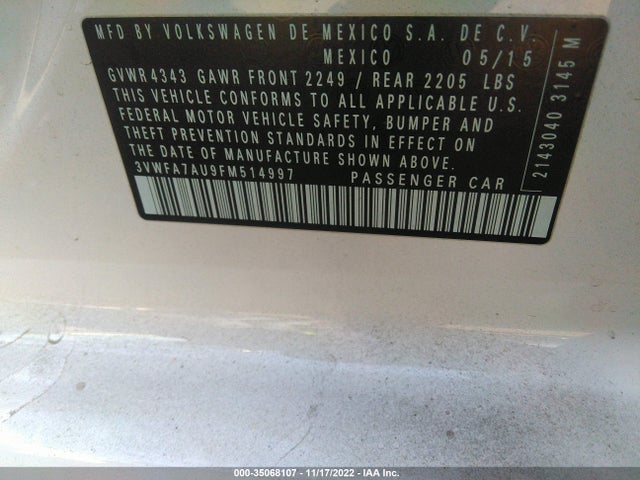 2015 Volkswagen Golf, VIN: 3VWFA7AU9FM514997