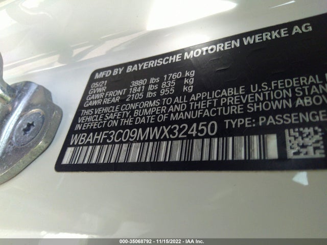 2021 BMW Z4, VIN: WBAHF3C09MWX32450