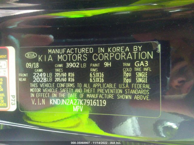 KNDJN2A27K7916119 KIA Soul Base
