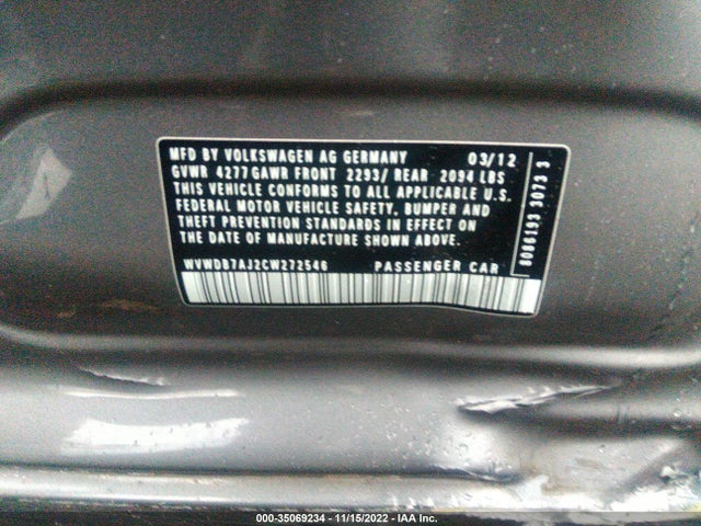 WVWDB7AJ2CW272546 Volkswagen Golf W/conv