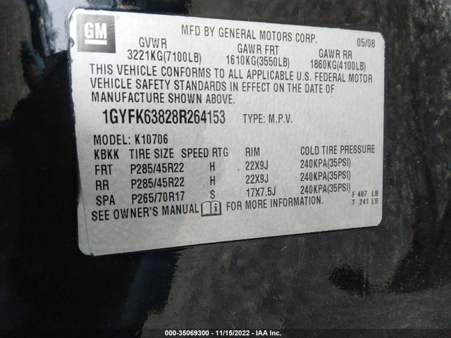 Cadillac Escalade 2008 1GYFK63828R264153 Image 10