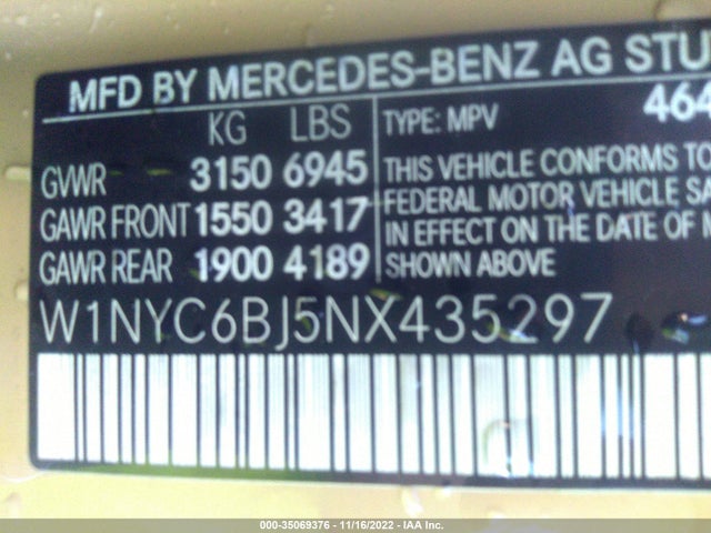 2022 Mercedes-Benz G-Class, VIN: W1NYC6BJ5NX435297