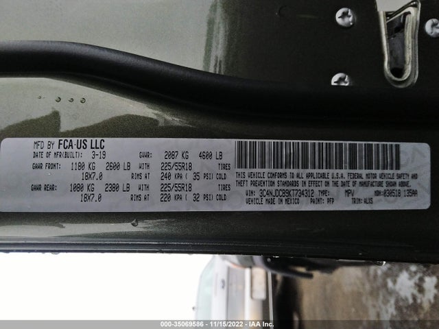 Jeep Compass Limited 2019 3C4NJDCB9KT734312 Image 11