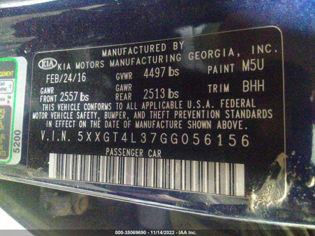 5XXGT4L37GG056156 KIA Optima Lx