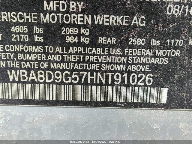 2017 BMW 3 Series, VIN: WBA8D9G57HNT91026
