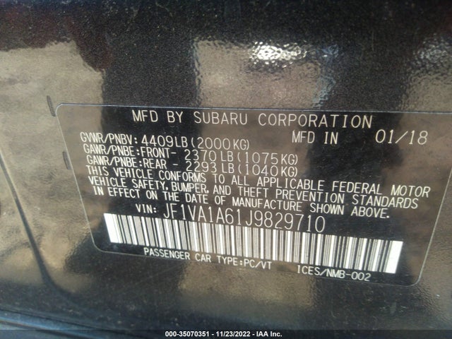 Subaru WRX 2018 JF1VA1A61J9829710 Image 11