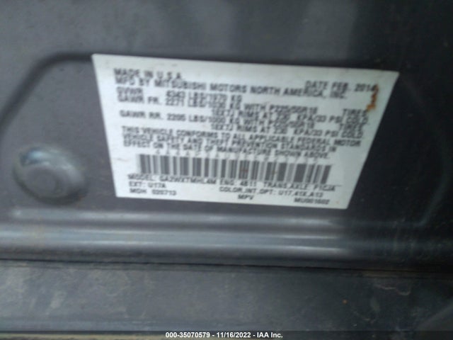 Mitsubishi Outlander Sport Es 2014 4A4AP3AU9EE023735 Image 9