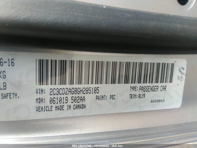 2016 DODGE CHALLENGER SXT PLUS VIN: 2C3CDZAG8GH285185