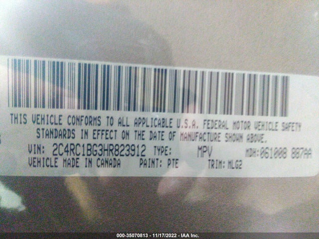 2C4RC1BG3HR823912 Chrysler Pacifica Touring-l