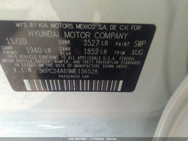 2021 Hyundai Accent, VIN: 3KPC24A69ME136528