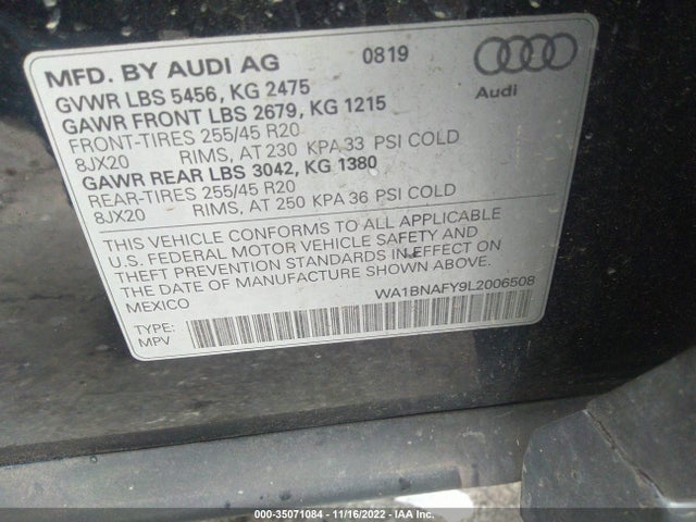 WA1BNAFY9L2006508 Audi Q5 Premium Plus