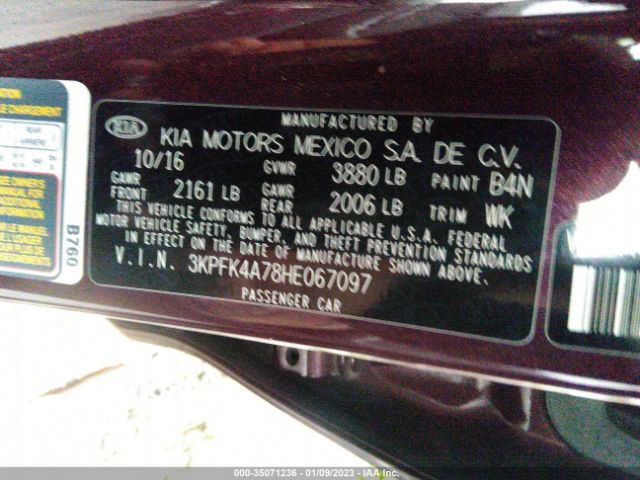 3KPFK4A78HE067097 KIA FORTE LX