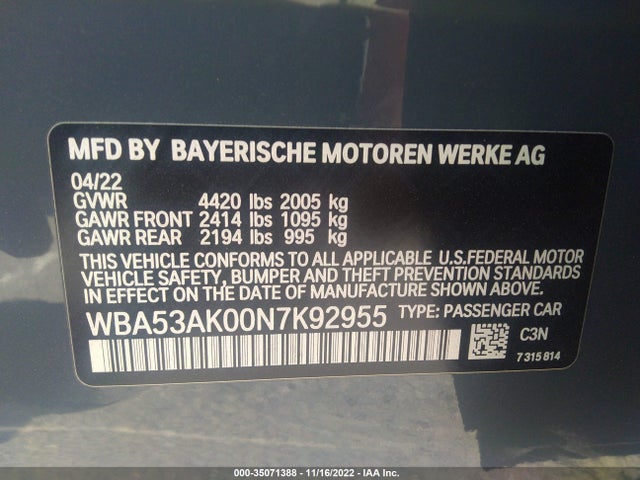 2022 BMW 2 Series, VIN: WBA53AK00N7K92955