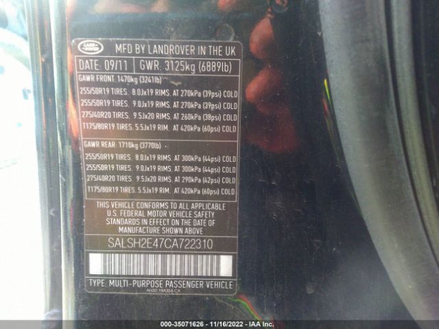 SALSH2E47CA722310 Land Rover Range Rover Sport Sc