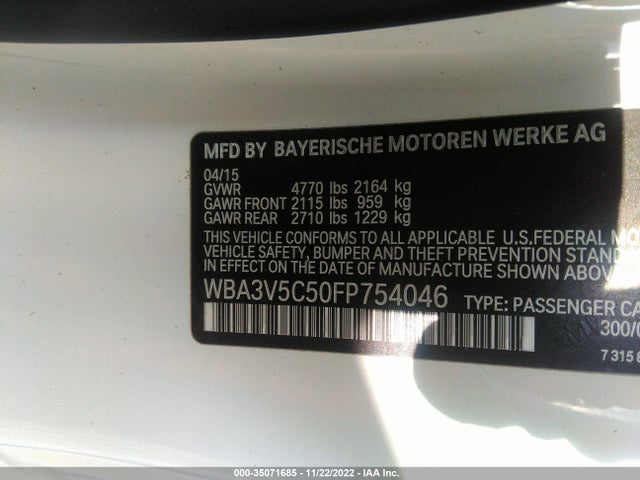 2015 BMW 4 Series, VIN: WBA3V5C50FP754046
