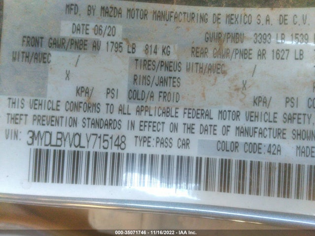2020 Toyota Yaris, VIN: 3MYDLBYV0LY715148