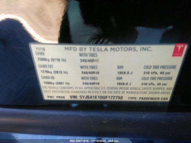 5YJSA1E10GF172750 Tesla MODEL S
